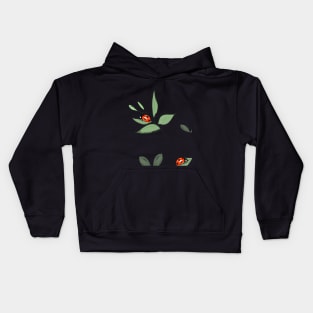 Ladybugs on leaves Kids Hoodie